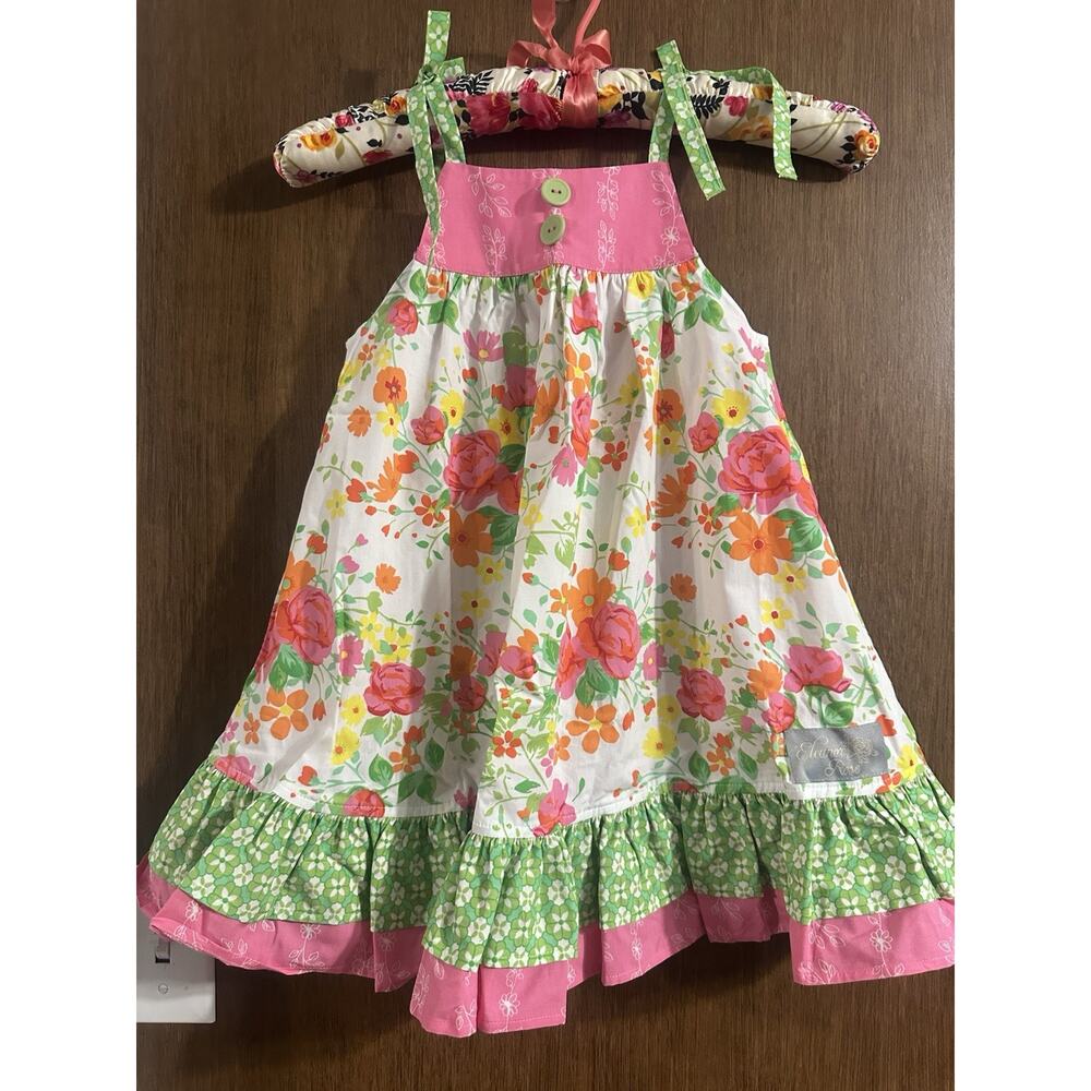 Eleanor Rose Catarina Dress sz 4-5 Toddler Floral tie strap tiered cottage core